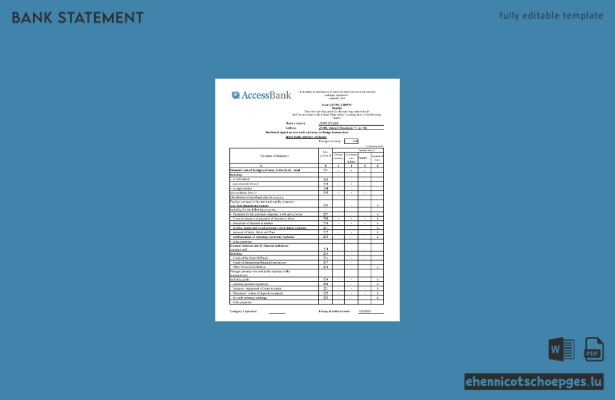 Azerbaijan Access Bank Kontoauszug (Englisch) Excel-Beispiel (Vorschau)